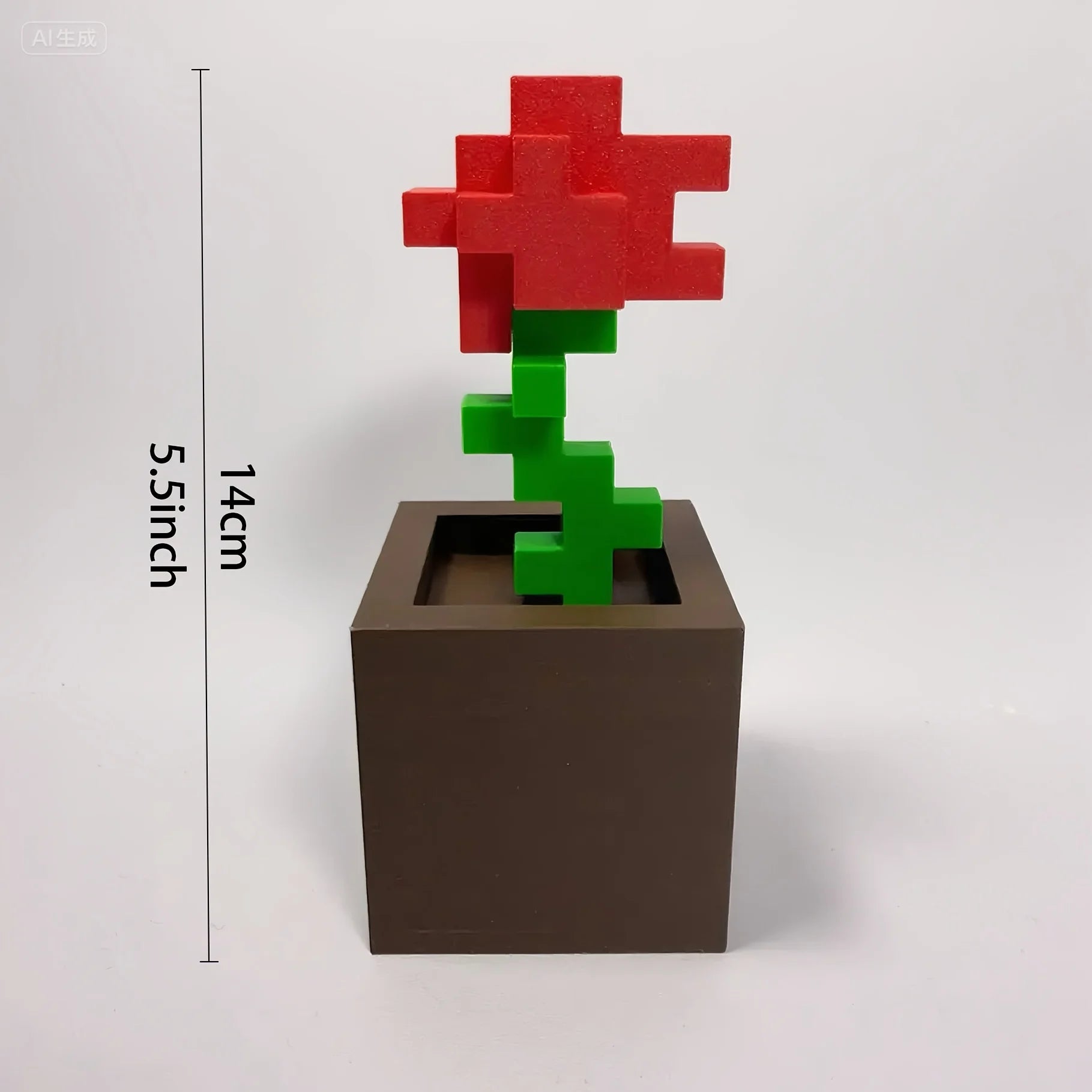 1 Piece Pixel Rose Flower Ornament, 3D Printed Unique Flower Decoration, Plastic Flower Item Suitable for Bedside Table, Desktop, Office Desk Decoration, Furniture Decoration Peaceful Pleasures Health and Wellness