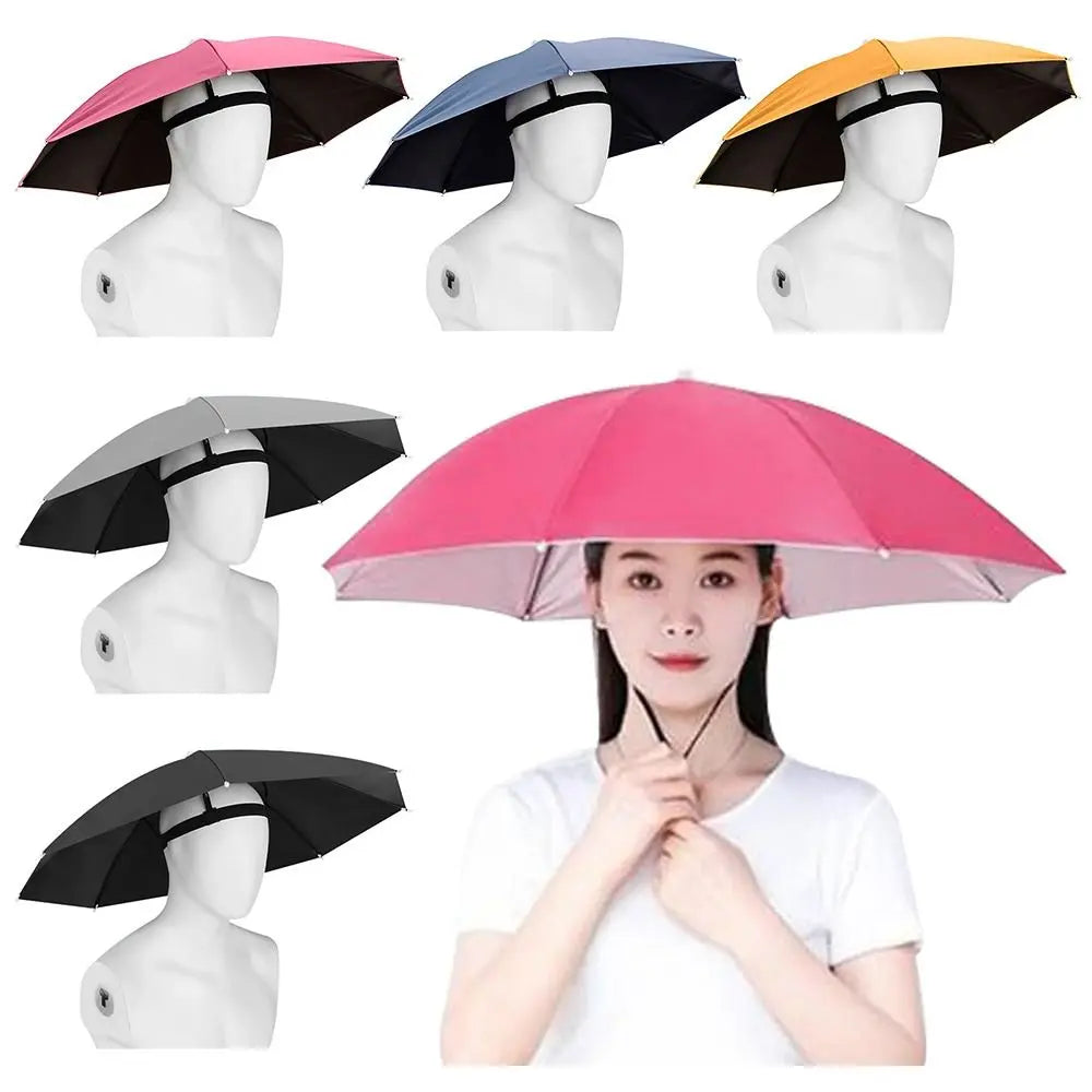 Portable Sunshade Head Umbrella Hat Windproof Elastic band Rain Gear Head Wearing Head Hats Peaceful Pleasures Health and Wellness