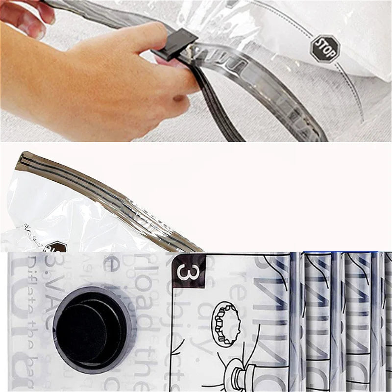 3-Pack Vacuum Compression Storage Bags for Clothes & Quilts