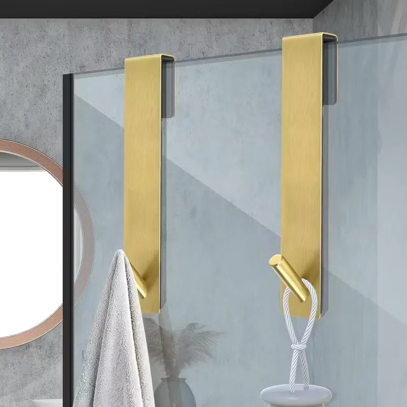 2-Pack Stainless Steel Glass Door Hooks | Shower Towel Rack