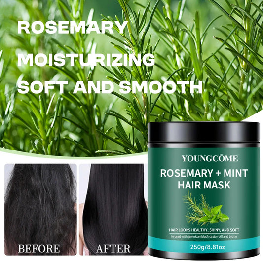 250g Rosemary Mint Hair Mask with Black Castor Oil & Biotin for Healthy, Shiny & Soft Hair Peaceful Pleasures Health and Wellness 250g