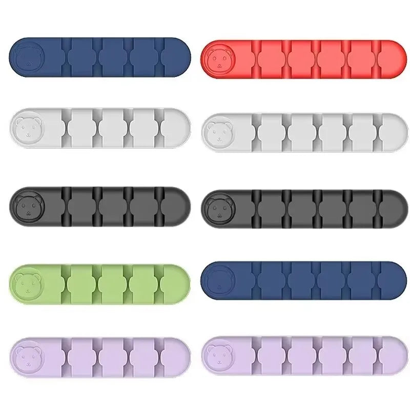 4 Wire Slot USB Cable Organizer Management Wire Holder Cable Winder Tidy Silicone Clips For Mouse Keyboard Earphone Protector Peaceful Pleasures Health and Wellness