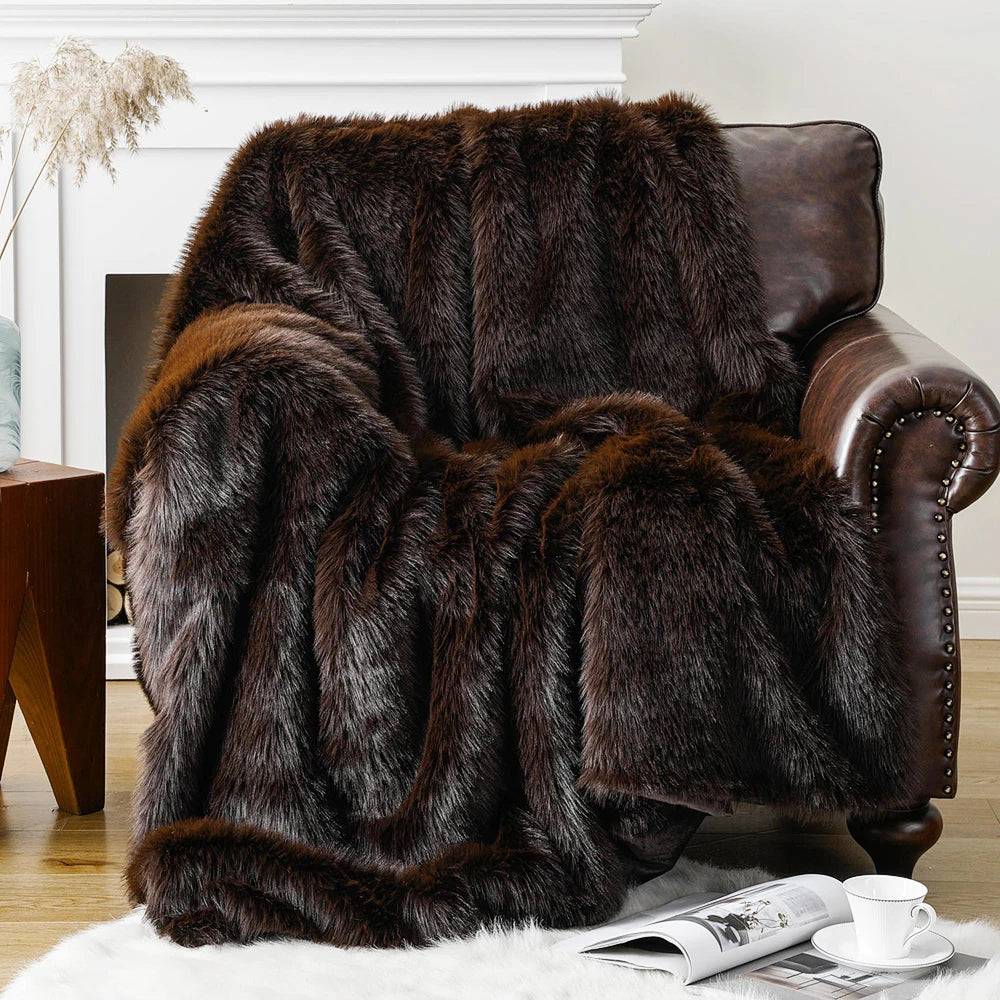 Battilo Fluffy Soft Blankets Luxury Fur blanket for Bed Sofa Mink Faux Fur Throw and Blankets Large Warm Blanket for Home Decor Peaceful Pleasures Health and Wellness