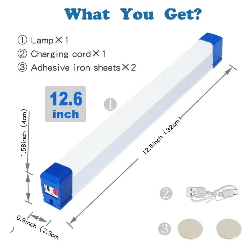 LED Magnetic Work Light – Rechargeable Bar Lamp with Hooks