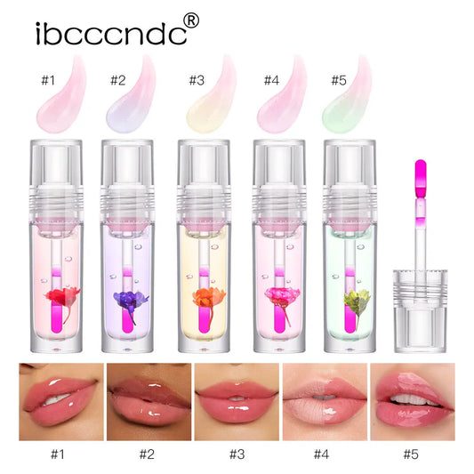 Magic Color Change Lip Oil Flower Lipgloss PH Color Changing Lipoil Pink Clear Lip Glaze Liquid Moisturizing 1Piece 3.8ml Peaceful Pleasures Health and Wellness