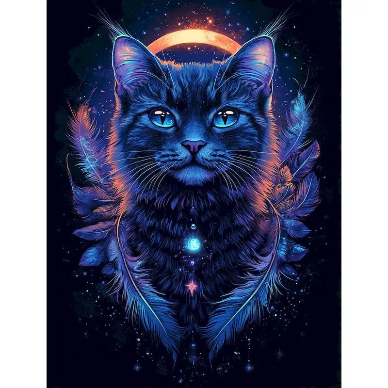 Black Cat Paint by Numbers Kit | DIY Canvas Wall Art 60x75cm
