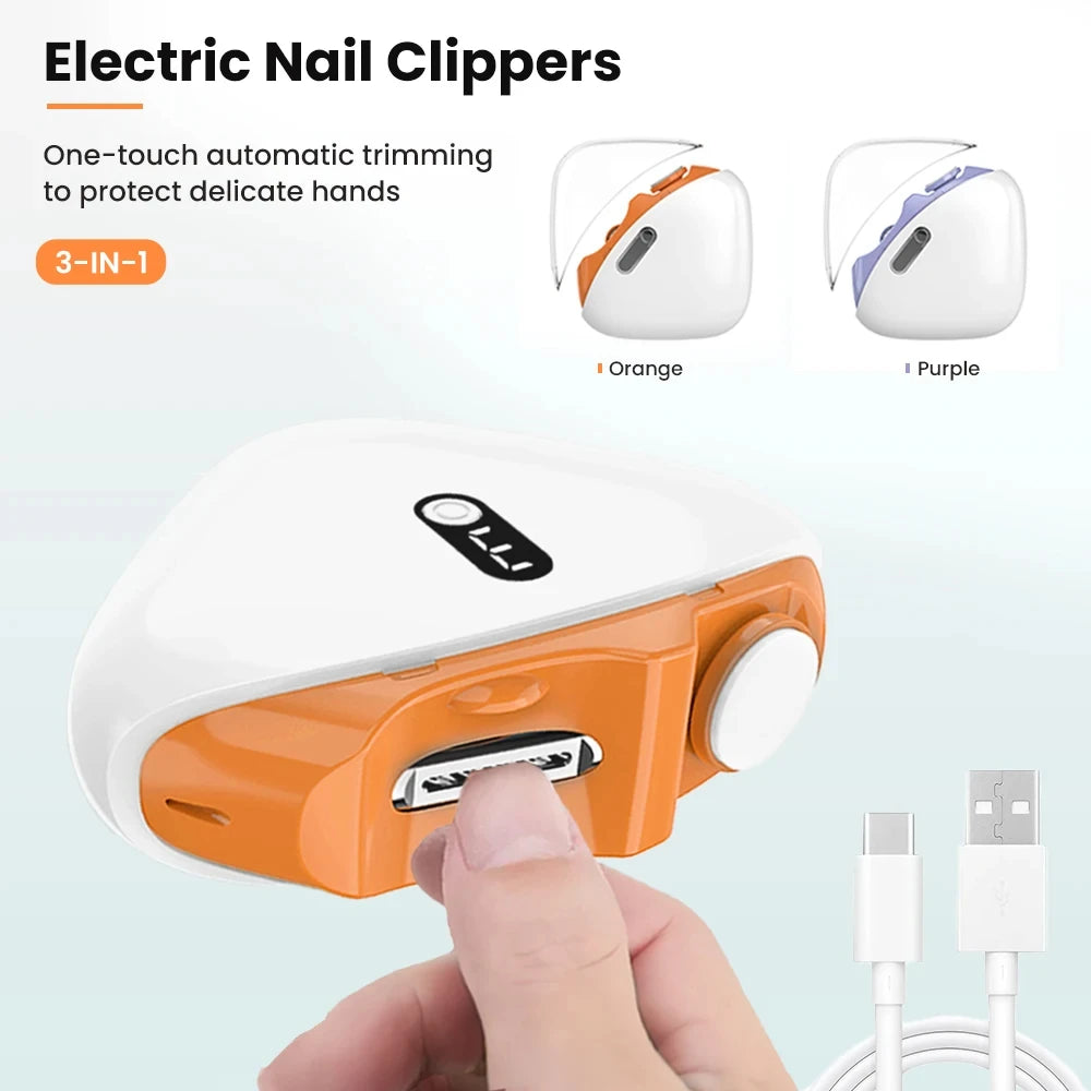 Nail Care Curtains Electric Automatic Trimmer with Light Foot Scissors and Polisher For Adults and Babies Curtains Peaceful Pleasures Health and Wellness