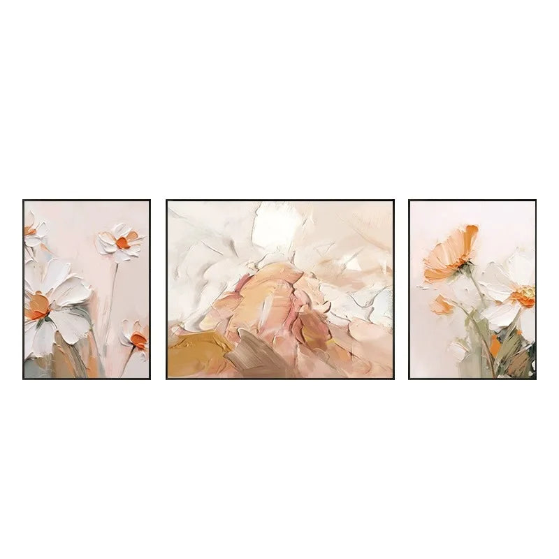 Abstract canvas, pure hand-painted oil painting, floral triptych, high-end wall art in the living room Peaceful Pleasures Health and Wellness