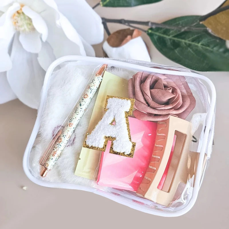 Personalized Embroidered Transparent Makeup Bag | Teacher Gift Personalized Makeup Bag Peaceful Pleasures Health and Wellness