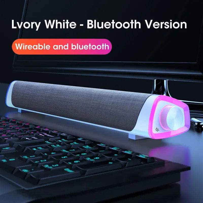 Bluetooth Wired Computer Speaker Bar Stereo Sound Subwoofer Loudspeaker For Macbook Laptop Notebook PC Music Player Peaceful Pleasures Health and Wellness Bluetooth White