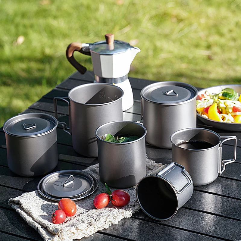 Pure Titanium Folding Cup – Lightweight Outdoor Camping Mug with Foldable Handle Peaceful Pleasures Health and Wellness