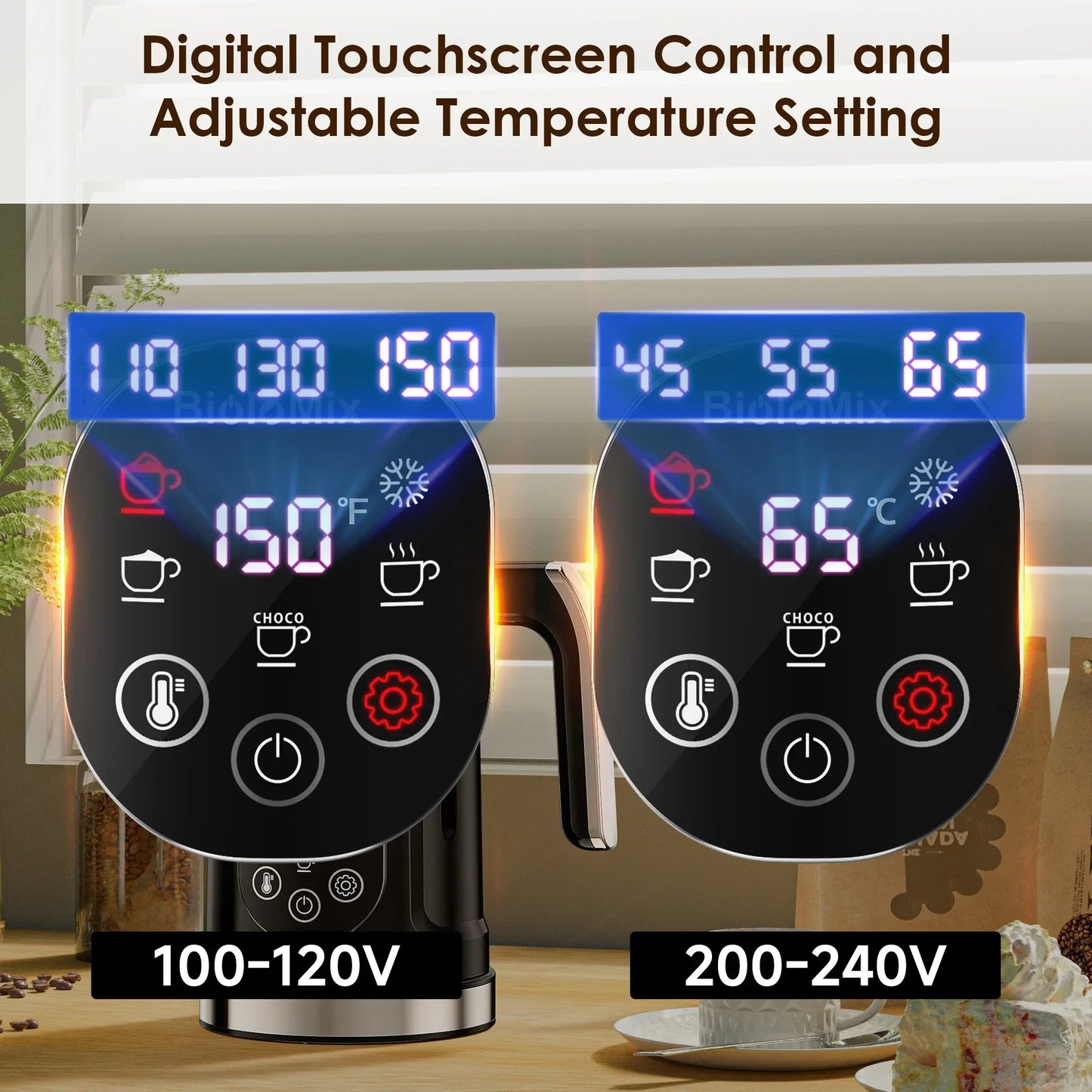 BioloMix 5-in-1 LED Touch Screen Milk Frother – Hot & Cold Foam Maker Peaceful Pleasures Health and Wellness