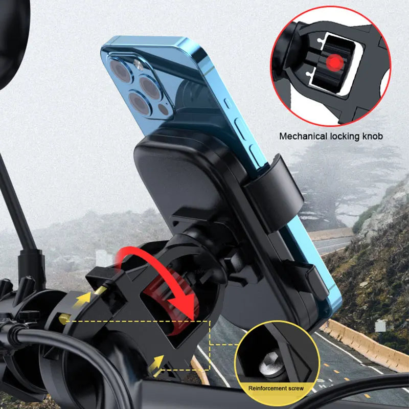 360° Rotatable Anti-Slip Bike Phone Mount – 4.7–7.2" Phones