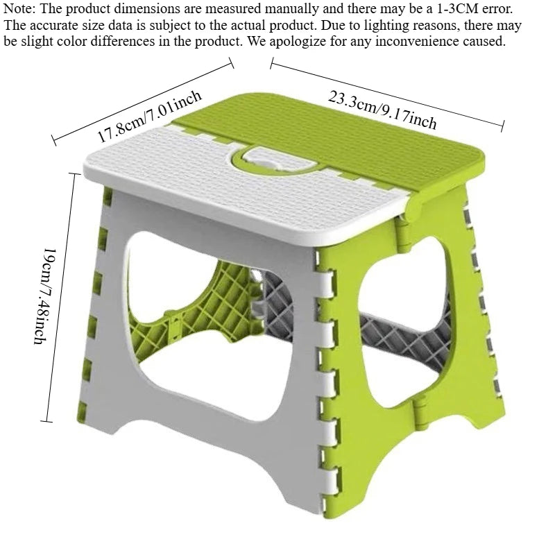 Portable Thick Plastic Folding Stool Outdoor Camping Home Use Fishing Travel Lightweight Children's Reading Chair Bathroom Chair Peaceful Pleasures Health and Wellness 1pc greenish white