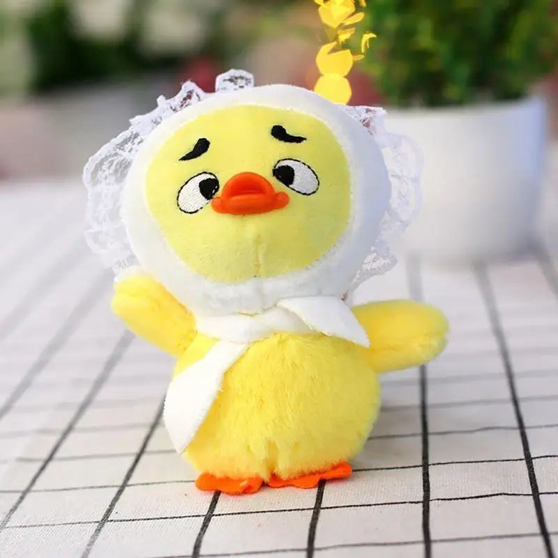 Sad Duck Plush Keychain – Cute Funny Duckling Bag Charm Gift