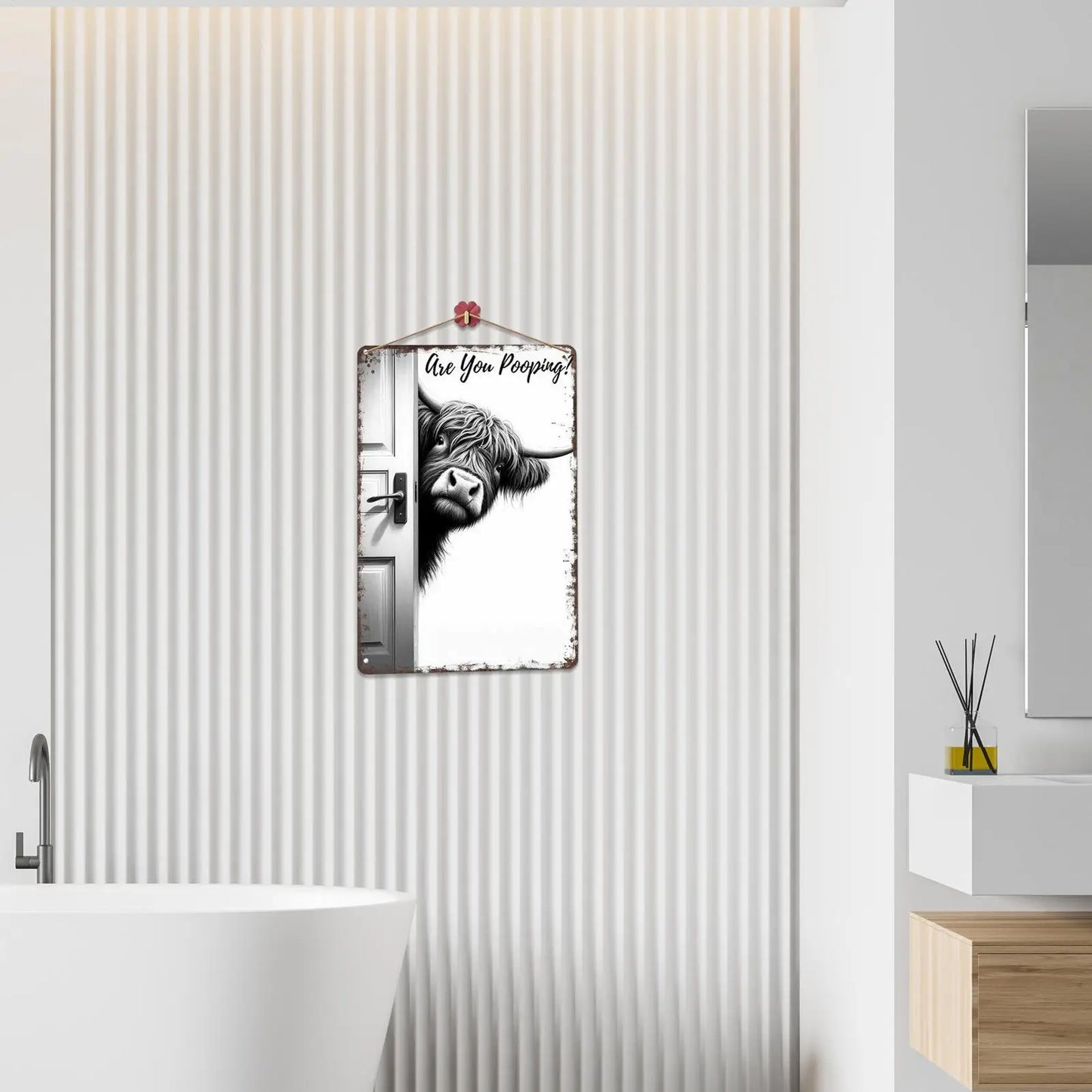 Bathroom Wall Art Decor Farmhouse Modern Funny Sign Bathroom Farm Animal Wall Pictures for Office Apartment Toilet Restroom Door Peaceful Pleasures Health and Wellness