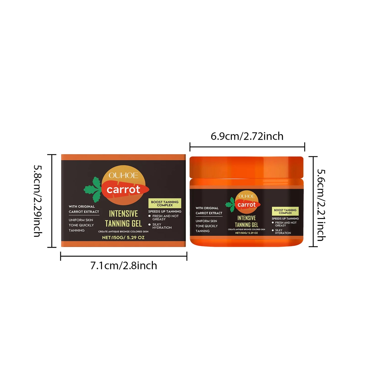 Carrot Tanning Gel – Sunless Bronzer & Moisturizing Tan Enhancer