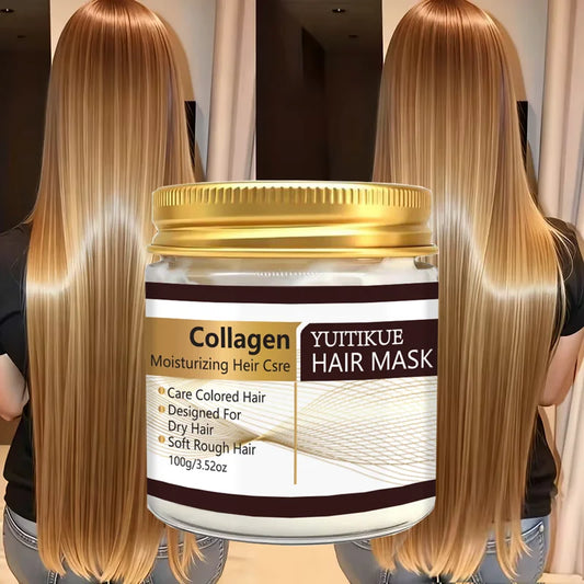 YUITIKUE Collagen Moisturizing Hair Mask | For Colored, Dry & Rough Hair | Deep Hydration & Softening Hair Repair Treatment 100g Peaceful Pleasures Health and Wellness