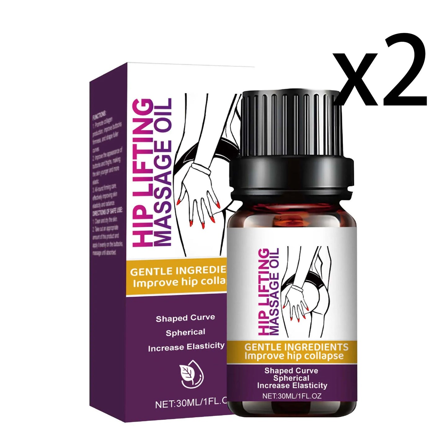 Ricinus Hip Tightening Essential Oil Promote Collagen Production Boosting Hip Muscles Improve Sagging Body Shaping Massage Oil Peaceful Pleasures Health and Wellness 2x30ml 30ml