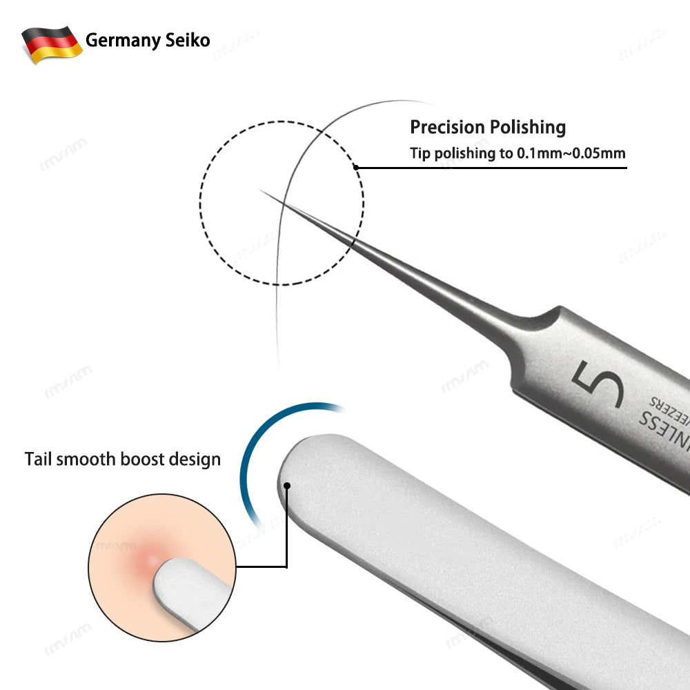 German Ultra-fine No. 5 Cell Pimples Blackhead Clip Tweezers Beauty Salon Special Scraping & Closing Artifact Acne Needle Tools Peaceful Pleasures Health and Wellness