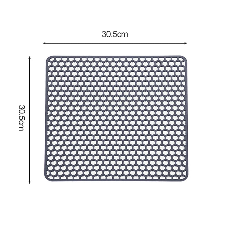 Silicone Drain Mat Heat Insulated Pad Kitchen Sink Protector Hollow Sink Mat Countertop Mats Kitchen Protection Countertop Mats Peaceful Pleasures Health and Wellness C gray 30.5cm silicone