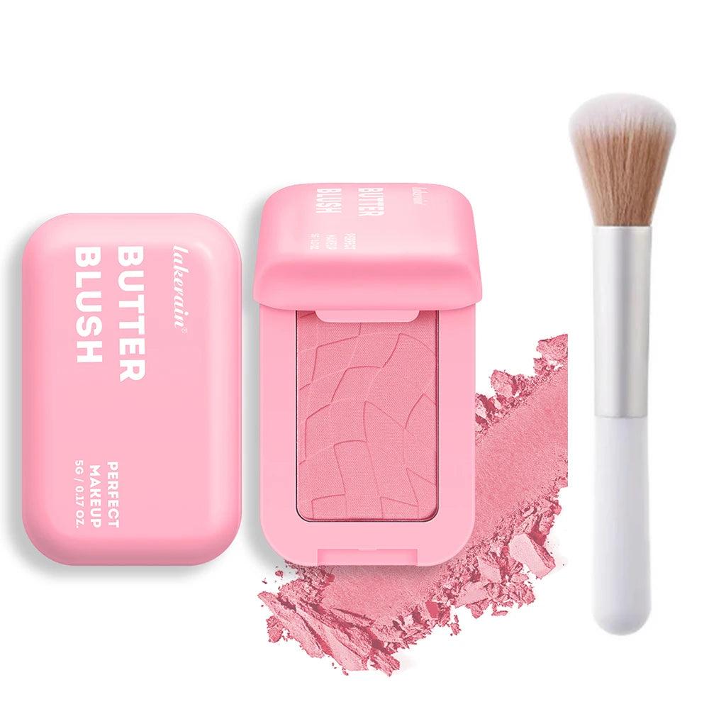 Professional Makeup Powder Blush 12HR Wear Vegan Formula Blusher Makeup Blush in Bar Cosmetics Palette Powder Pink Cream Face Peaceful Pleasures Health and Wellness color1 and brush