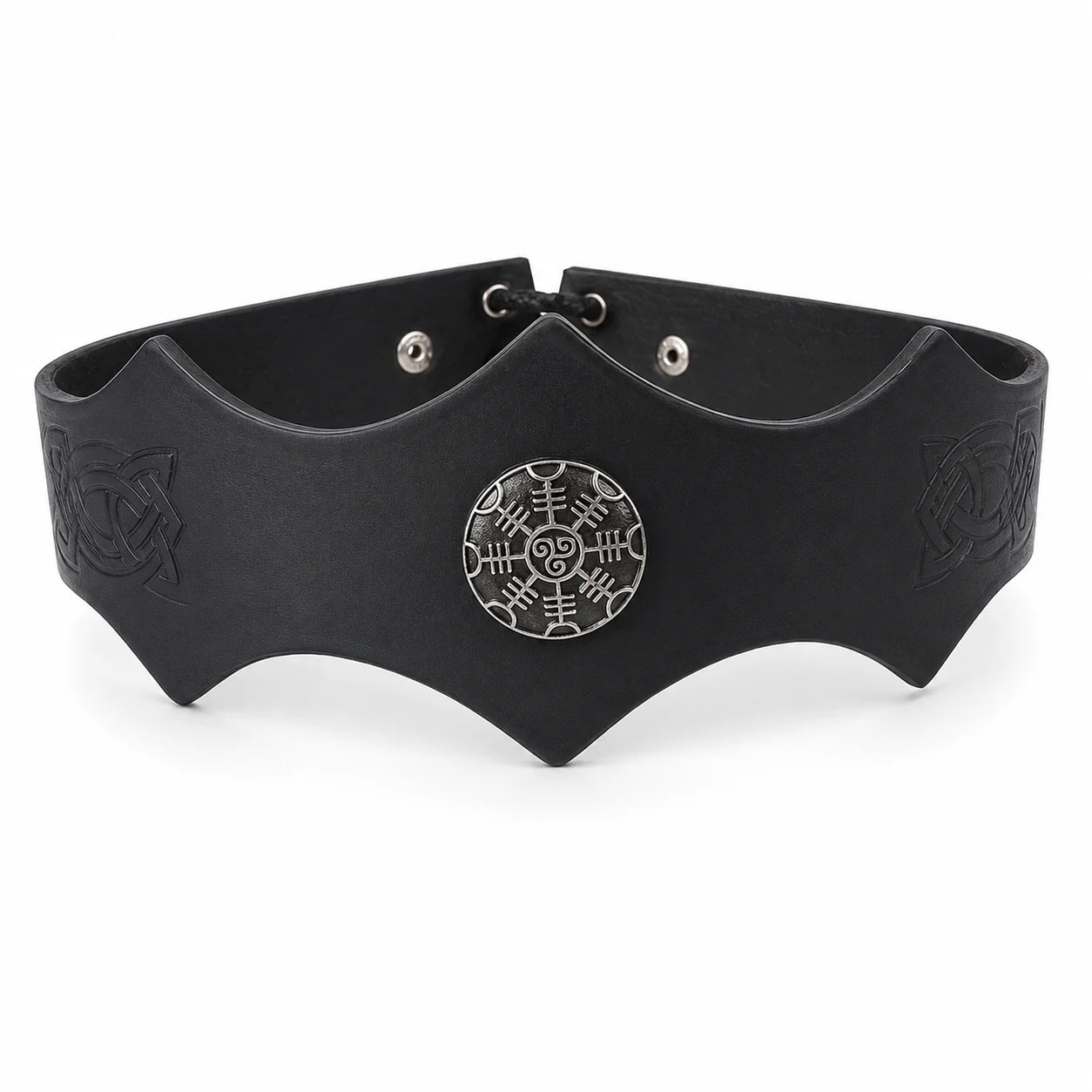 Viking Leather Headband Medieval Warrior Cosplay Belt Metal Rune