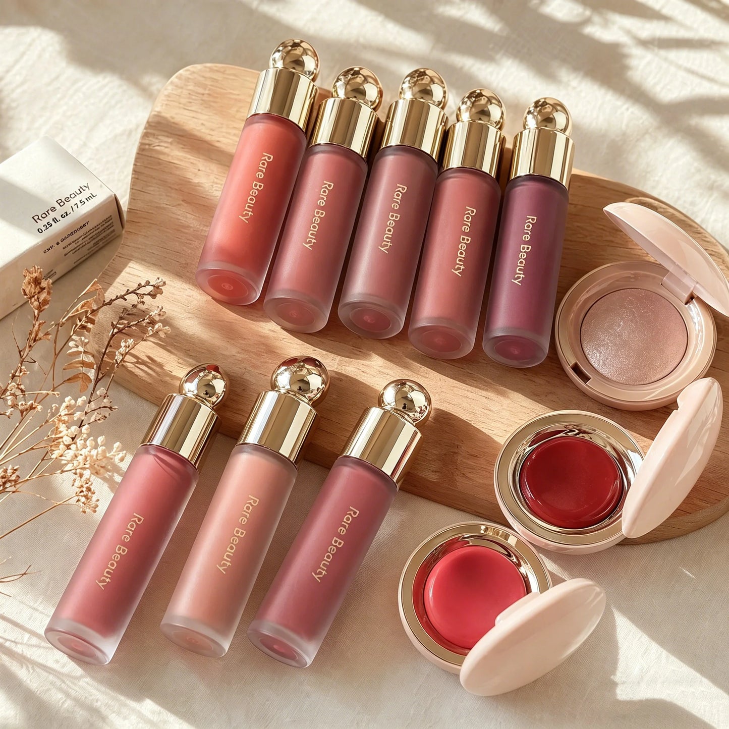 Rare Beauty Lip Oil, Liquid Highlighter & Blush Set