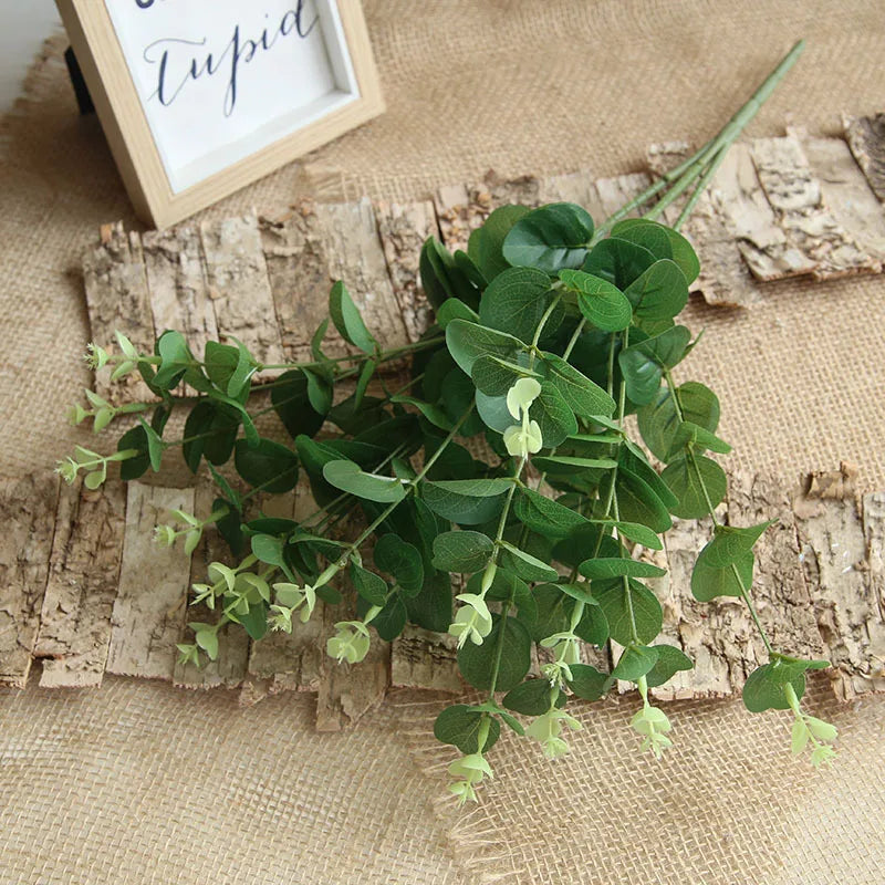 Silk Artificial Willow Bouquet | Fake Green Leaves for Home & Wedding