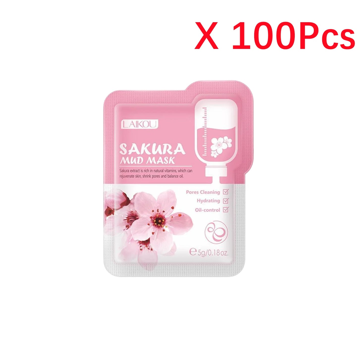 Sakura Volcanic Mud Clay Mask – Oil Control & Deep Cleansing Clay Face Mask Peaceful Pleasures Health and Wellness 100PCS
