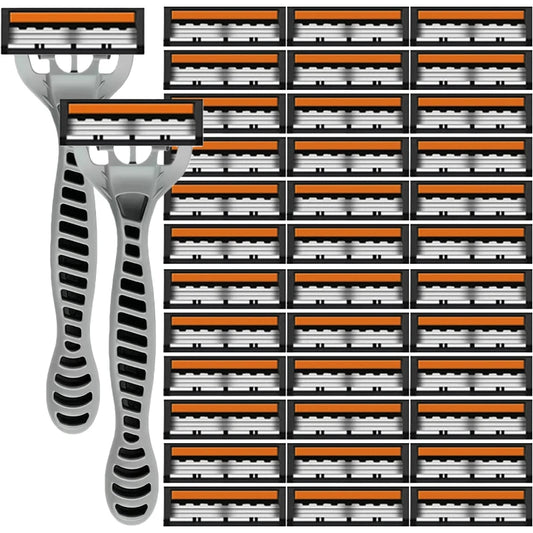 3-Blade Manual Safety Razor for Men & Women | Replaceable Head Manual Safety Razor Peaceful Pleasures Health and Wellness