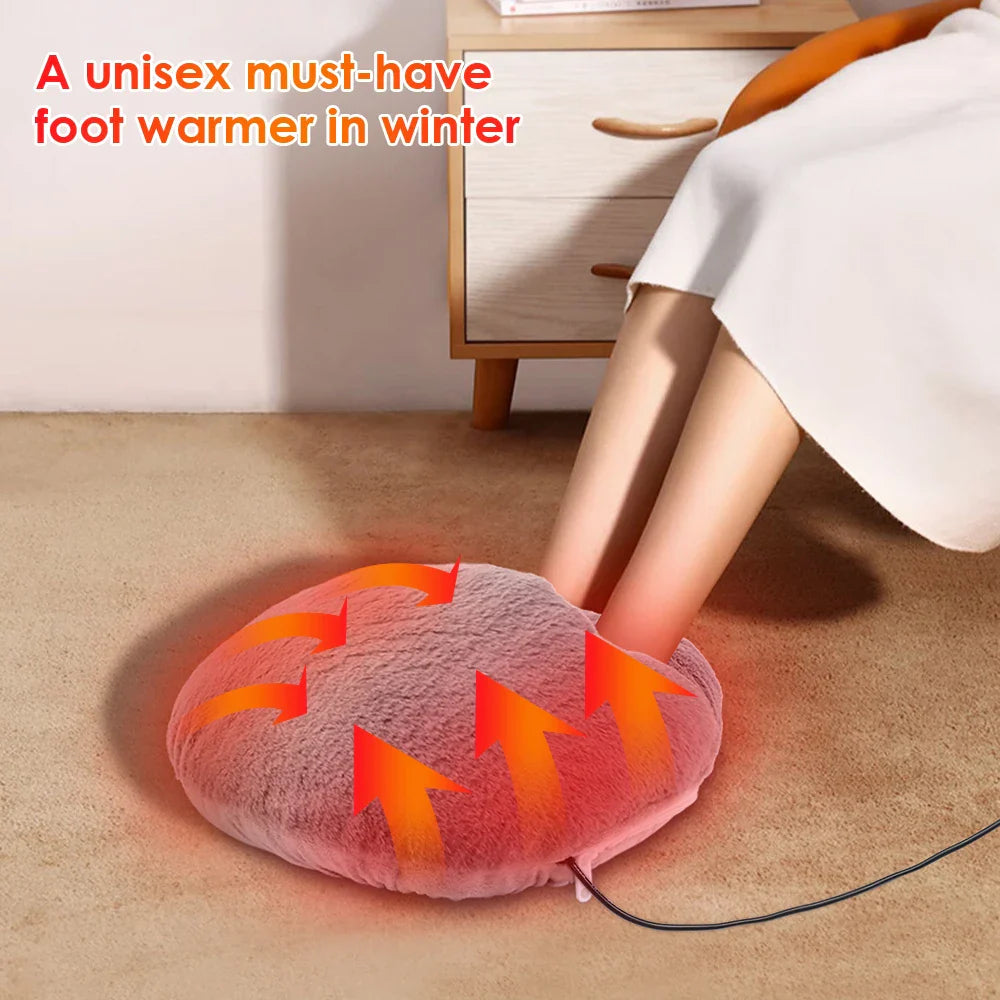 USB Electric Foot Warmer Pad – Plush Heated Mat for Home & Desk