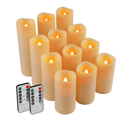 12-Pack LED Flameless Tea Light Candles with Remote & Timer Flameless LED Candles Peaceful Pleasures Health and Wellness 12pcs Ivory white