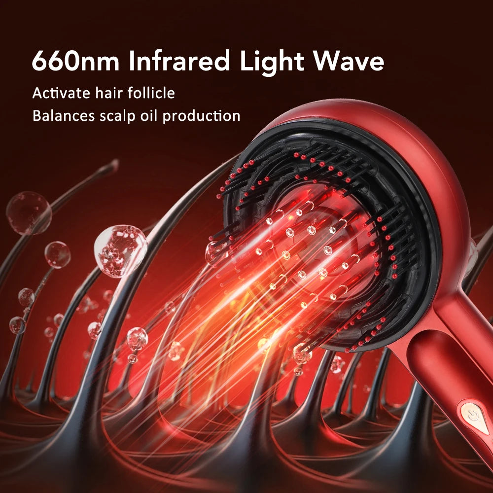 Hair Care Massage Comb EMS Micro-current Head Massager 660 Infrared Red Light Anti Hair Loss Hairbrush Scalp Oil Applicator Peaceful Pleasures Health and Wellness