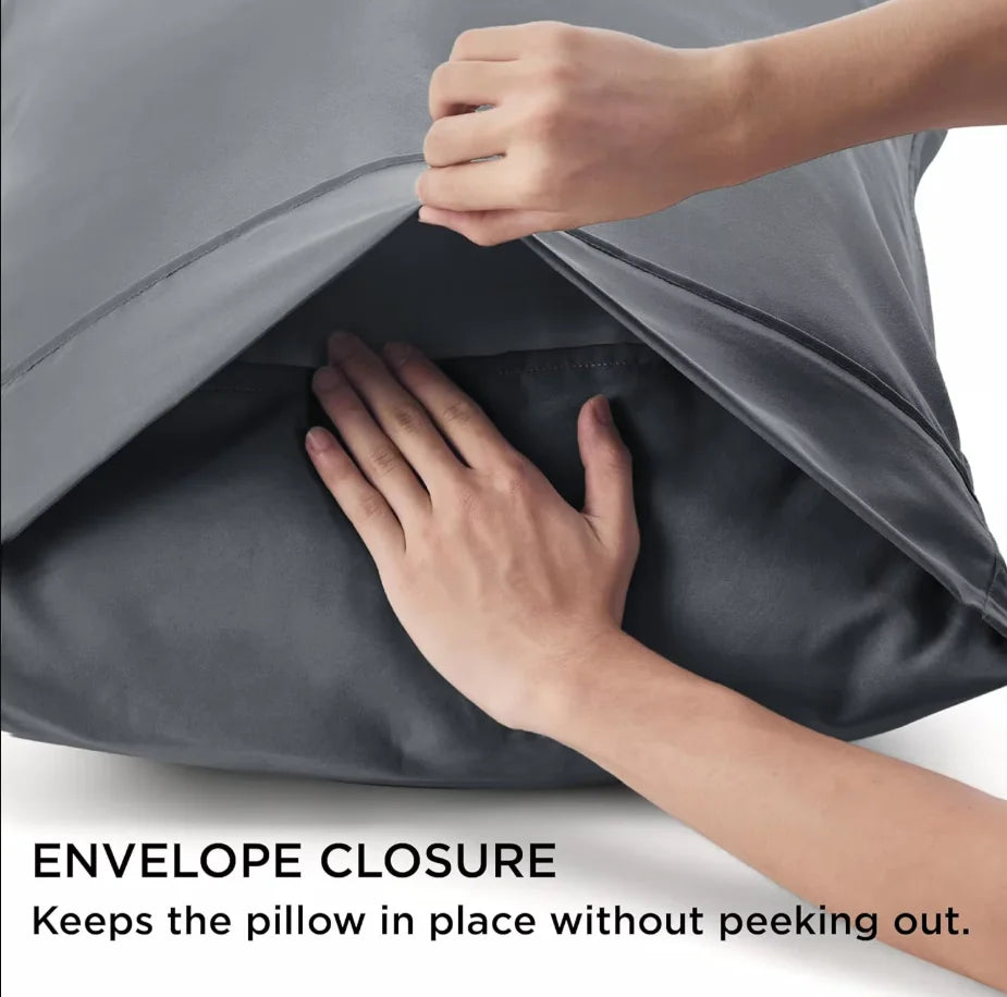 Cosy House Collection Luxury Cooling Rayon Derived from Bamboo Blend Ultra Soft Pillow Cases - Pillowcases with Envelope Closure Peaceful Pleasures Health and Wellness