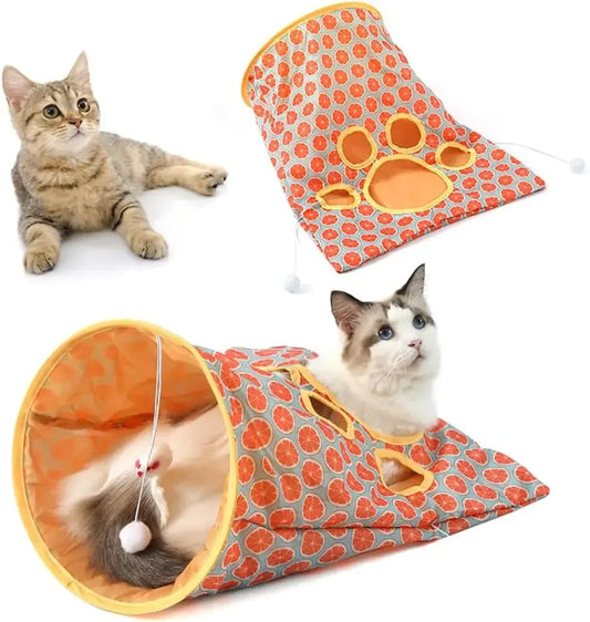 Foldable Cat Tunnel Toy – Crinkle Paper, Plush Balls & Mouse Cat Tunnel Toy Peaceful Pleasures Health and Wellness