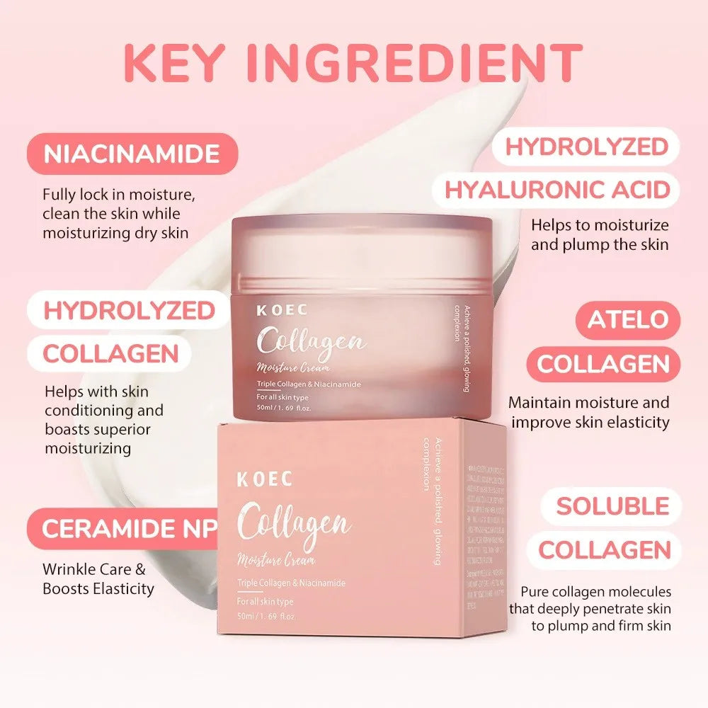 Collagen toner + triple collagen moisturizing cream, facial moisturizing moisturizing nourishing and brightening skin tone Peaceful Pleasures Health and Wellness