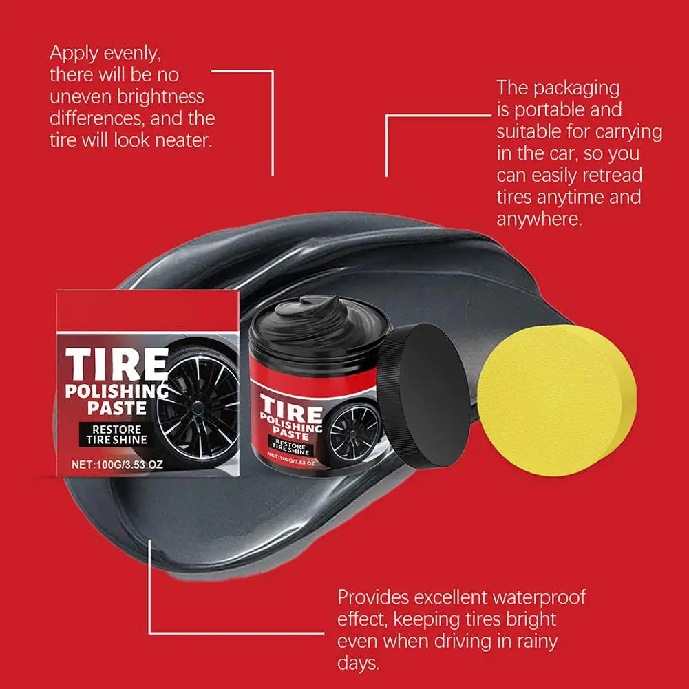 Car Tire Polishing Cream Refurbishing Cream Anti Crack Tire Care Portable Shine Enhancer Waterproof Long Lasting Auto Detailing Peaceful Pleasures Health and Wellness
