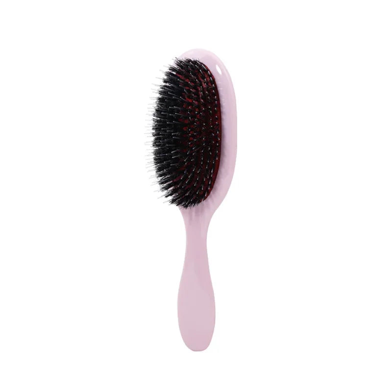 1PC Oval Boar Bristle & Nylon Hair Comb Mini Anti-static Hair Scalp Massage Comb Hairbrush Salon Hair Care Brush Styling Tool Peaceful Pleasures Health and Wellness pink