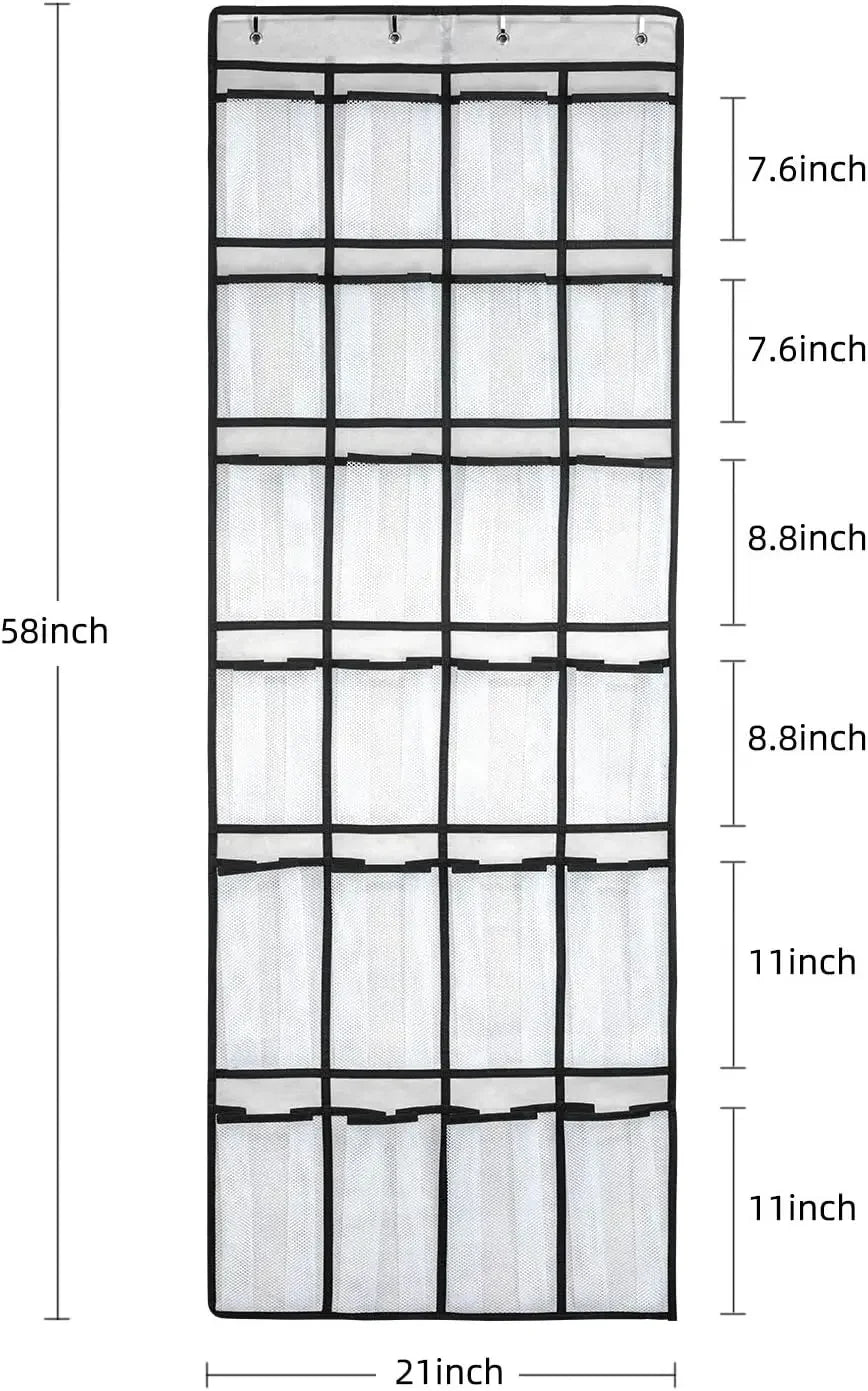 24-Pocket Hanging Shoe Organizer, Breathable Mesh Storage Bag for Men Women Kids Shoes, Space-Saving Door Rack Peaceful Pleasures Health and Wellness