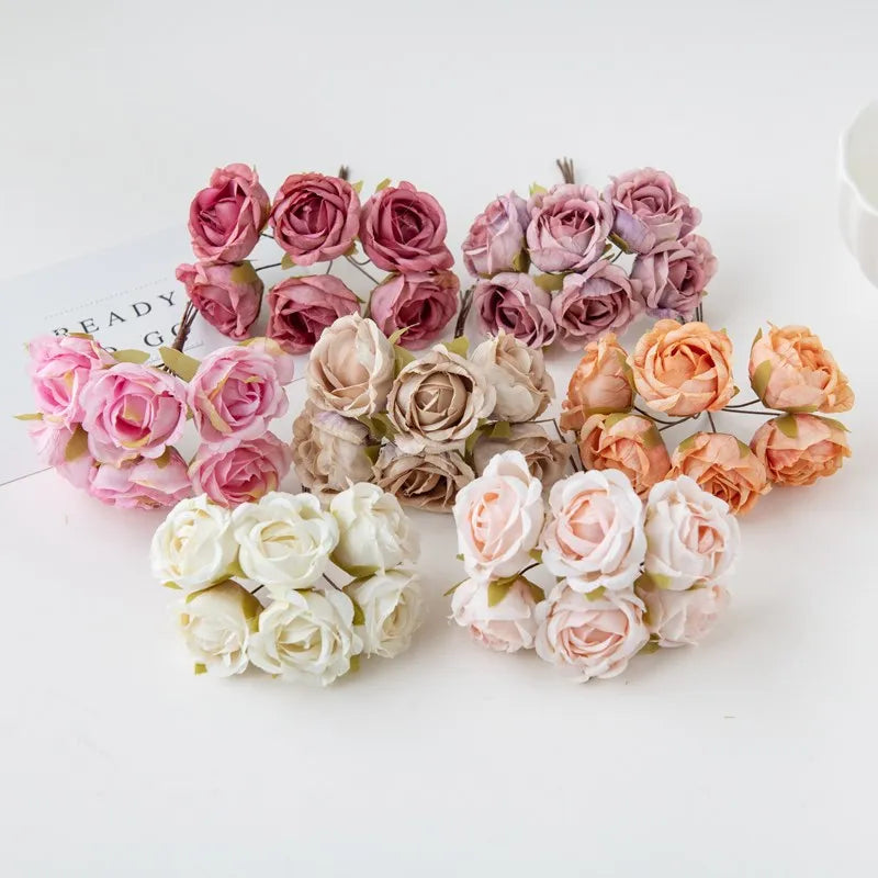 Silk Tea Rose Artificial Flower Bouquet for Wedding & Home Décor