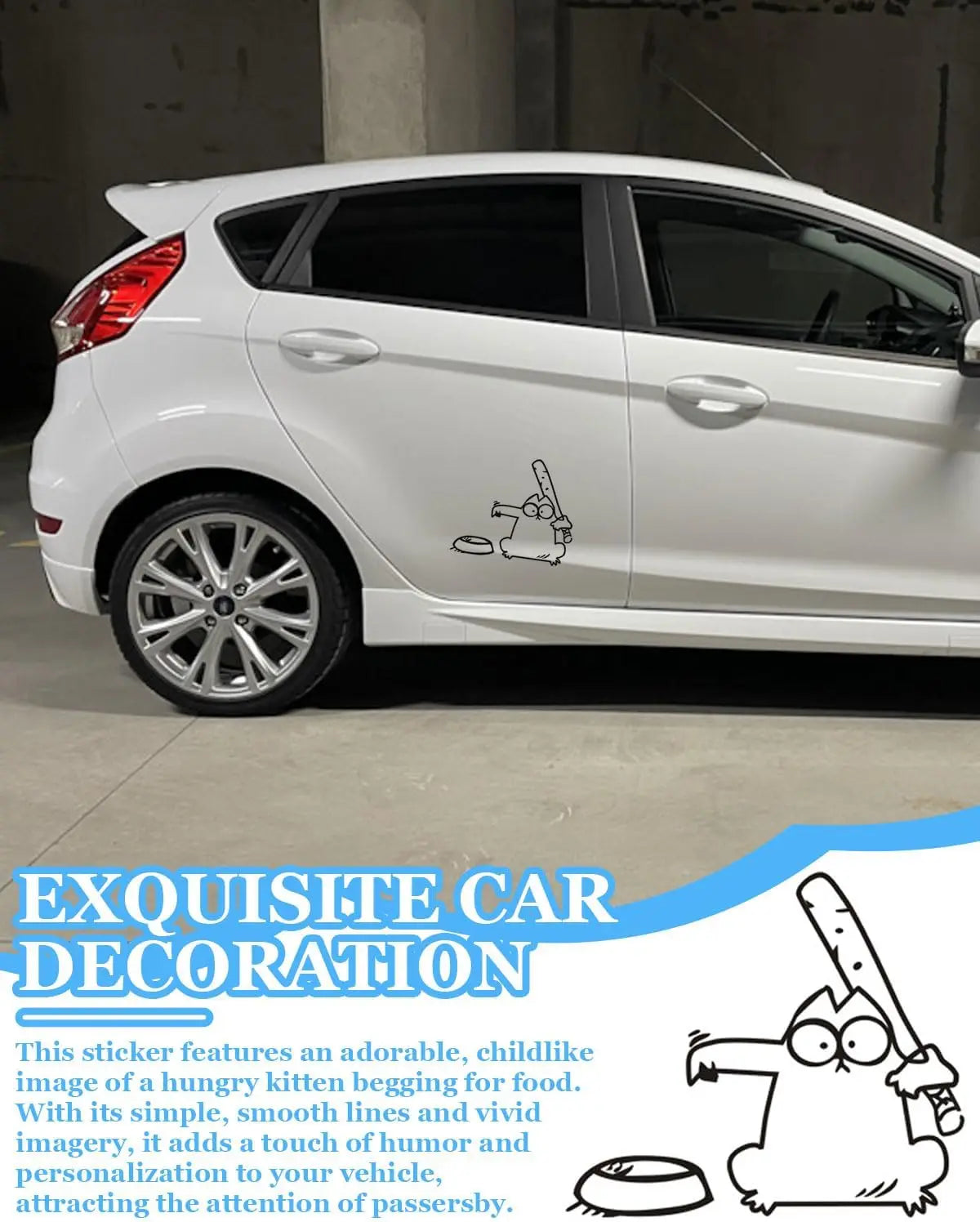 Cartoon Cat Vinyl Sticker – Waterproof Anti-UV Car & Laptop Decal