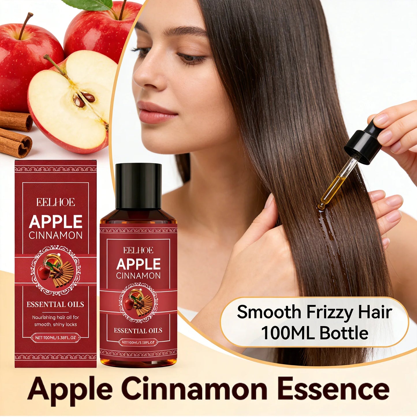 Apple Cinnamon Essential Oils Deeply Nourishing Improving Dry Hair Quality Strengthens Ends Reducing Split Moisturizing Hair Oil Peaceful Pleasures Health and Wellness