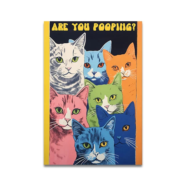 Are You Pooping Funny Cat Canvas Print Poster Whimsical Animal Abstract Art Prints Wash Room Bathroom Wall Art Home Decor Poster Peaceful Pleasures Health and Wellness