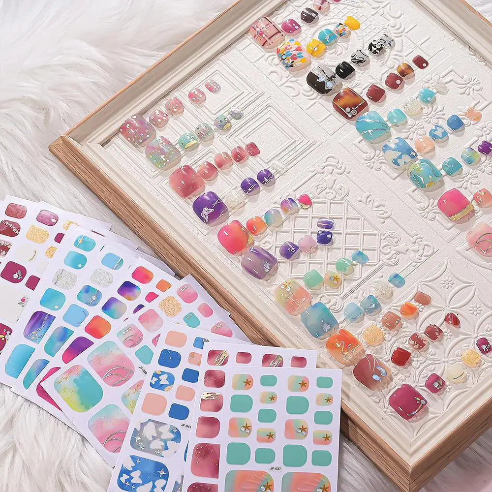 22tips/Sheet Glitter Toenail Stickers Glittering Full Wraps for Summer Pool and Beach for Nail Art and Decorative Nail Decals Peaceful Pleasures Health and Wellness