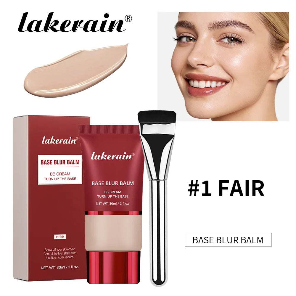 Lakerain Base Blur Liquid Foundation & Brush Set – Matte Finish