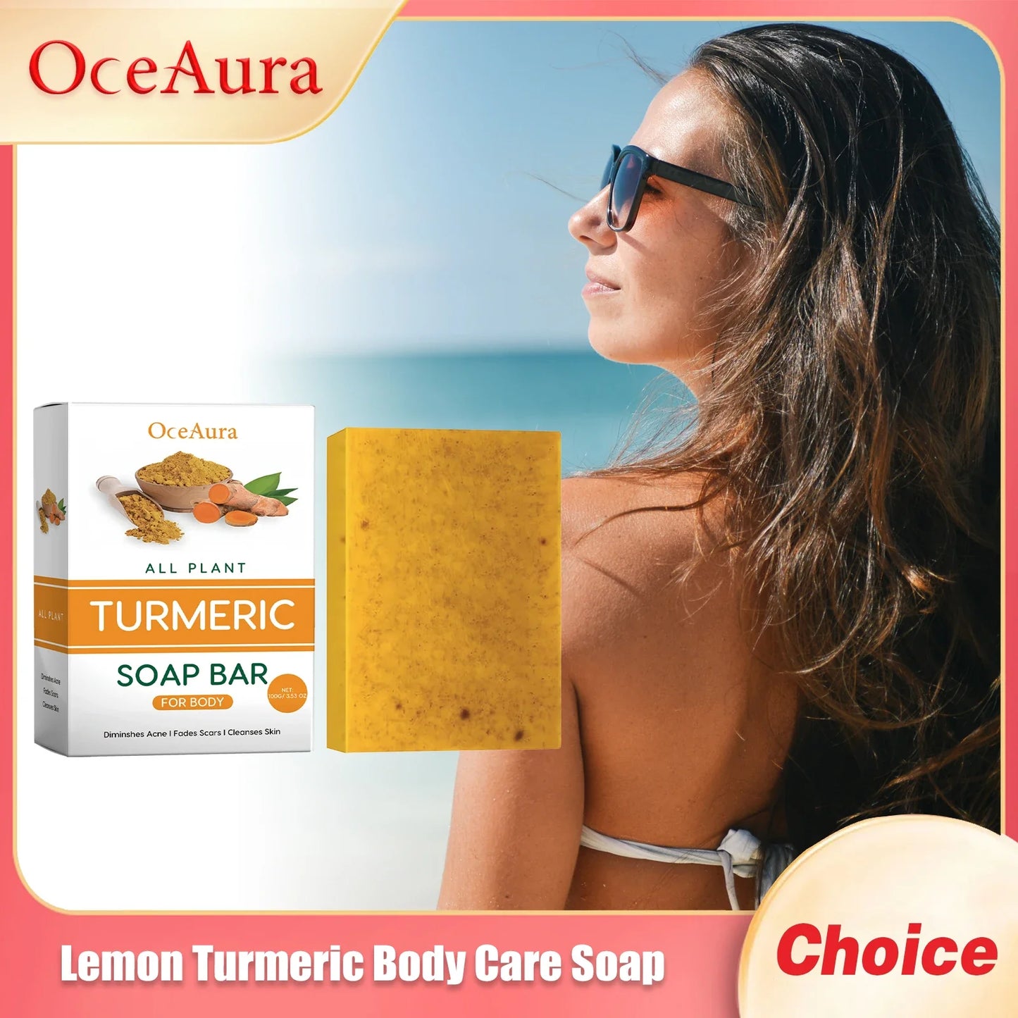 OceAura Lemon Turmeric Brightening Body Soap | Cleanse & Glow