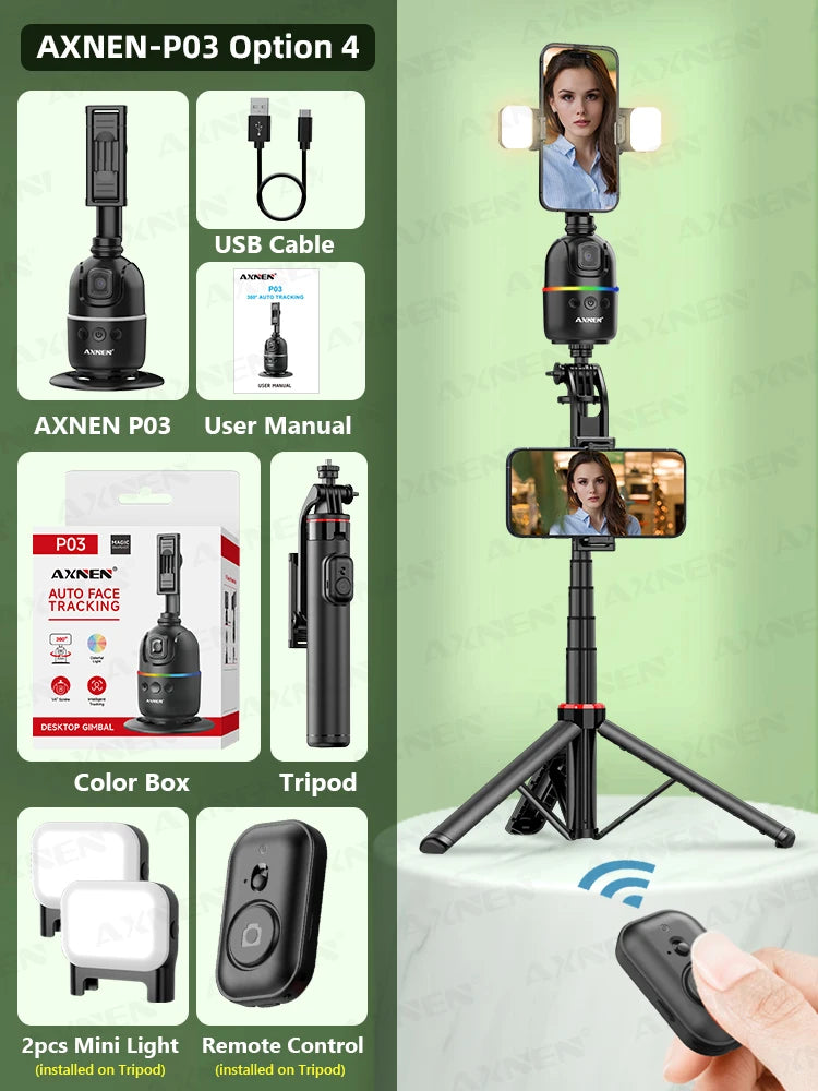 AI Face Tracking Gimbal – 360° Auto Rotate Phone Stabilizer Peaceful Pleasures Health and Wellness Bundle 4 China Mainland