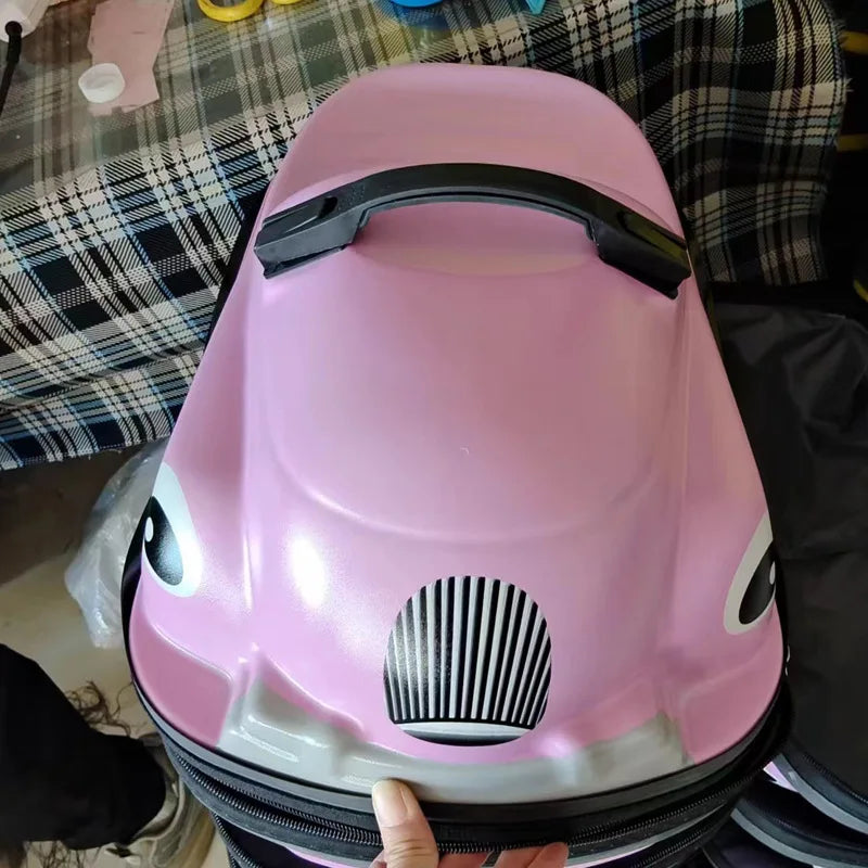 Cartoon Car Children's Pull-On Luggage Suitcase Kindergarten Travel Bag Child Ride-On Twister Cart Peaceful Pleasures Health and Wellness Pink