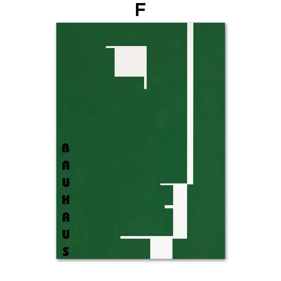 Scandinavian Bauhaus Abstract Green Canvas Wall Art Print